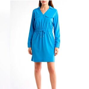 BNWT - Calvin Klein Comm Long Sleeve Shirtdress, Color Steel Blue, Size 14